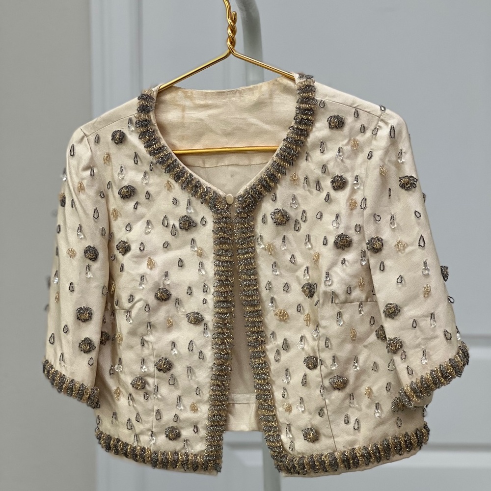 Vintage 60s cropped sleeve satin jacket bolero